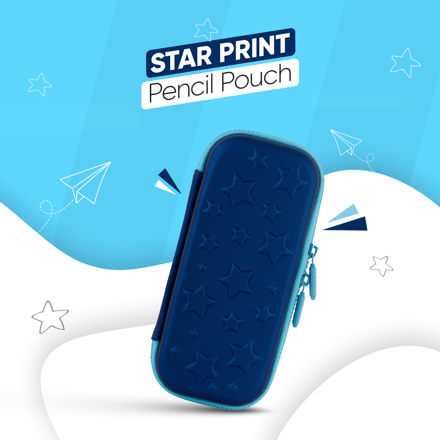 Ofsign Premium Pencil Case for Boys and Girls | Pencil Box with Smooth Zipper, Pen Holder and Mesh Pocket, Pencil Pouch – Blue
