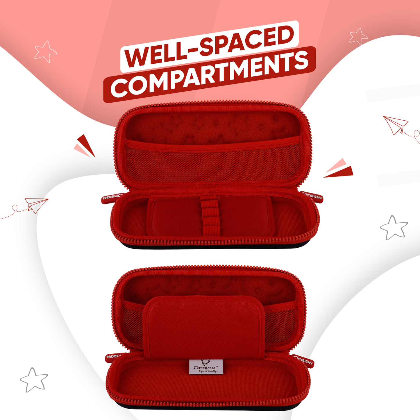 Ofsign Premium Pencil Case for Boys and Girls | Pencil Box with Smooth Zipper, Pen Holder and Mesh Pocket, Pencil Pouch