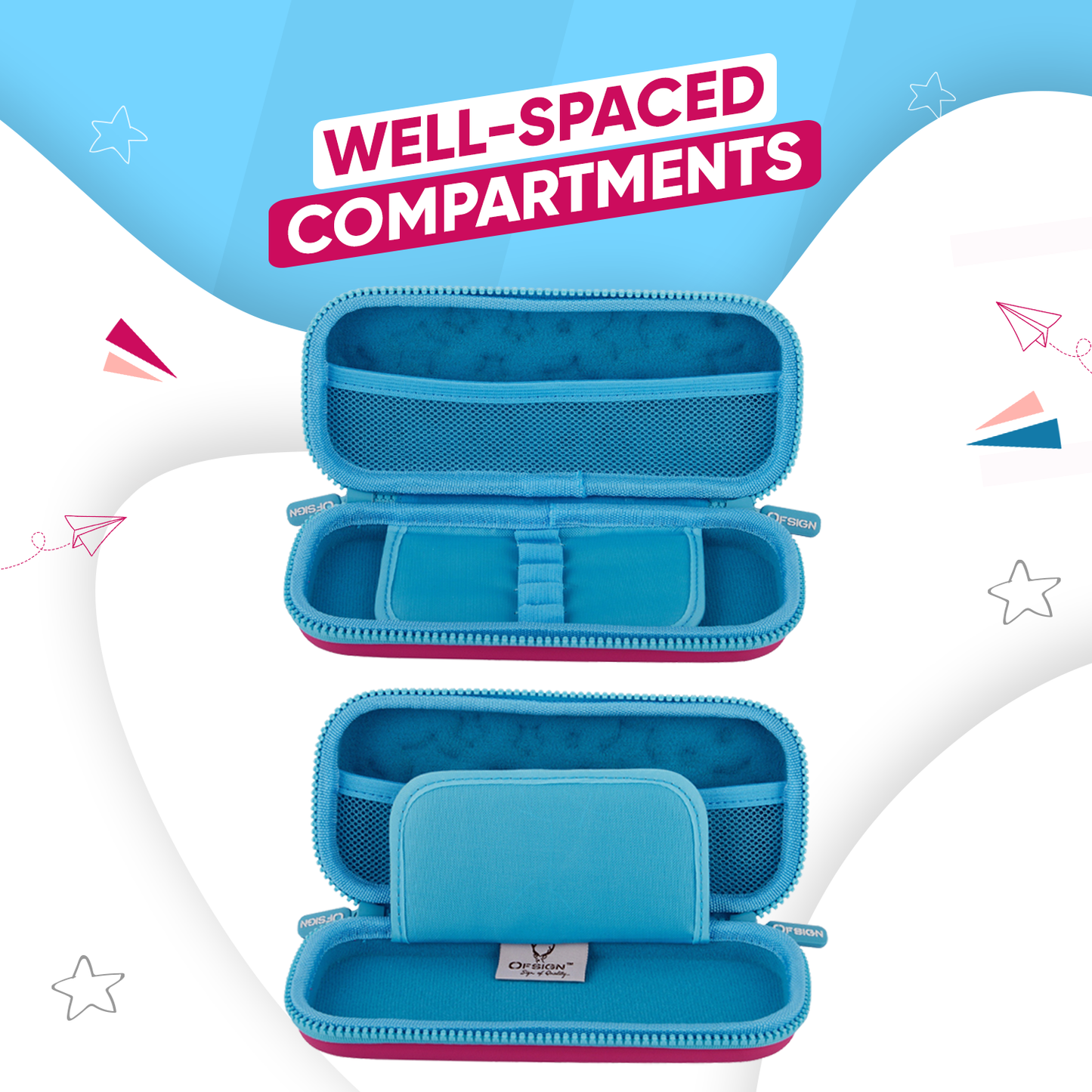 Ofsign Premium Pencil Case for Boys and Girls | Pencil Box with Smooth Zipper, Pen Holder and Mesh Pocket, Pencil Pouch