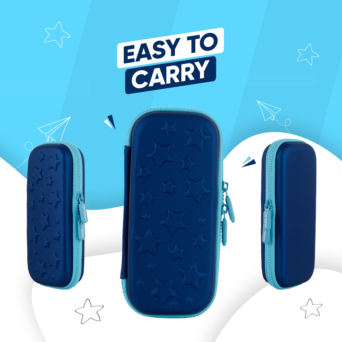 Ofsign Premium Pencil Case for Boys and Girls | Pencil Box with Smooth Zipper, Pen Holder and Mesh Pocket, Pencil Pouch
