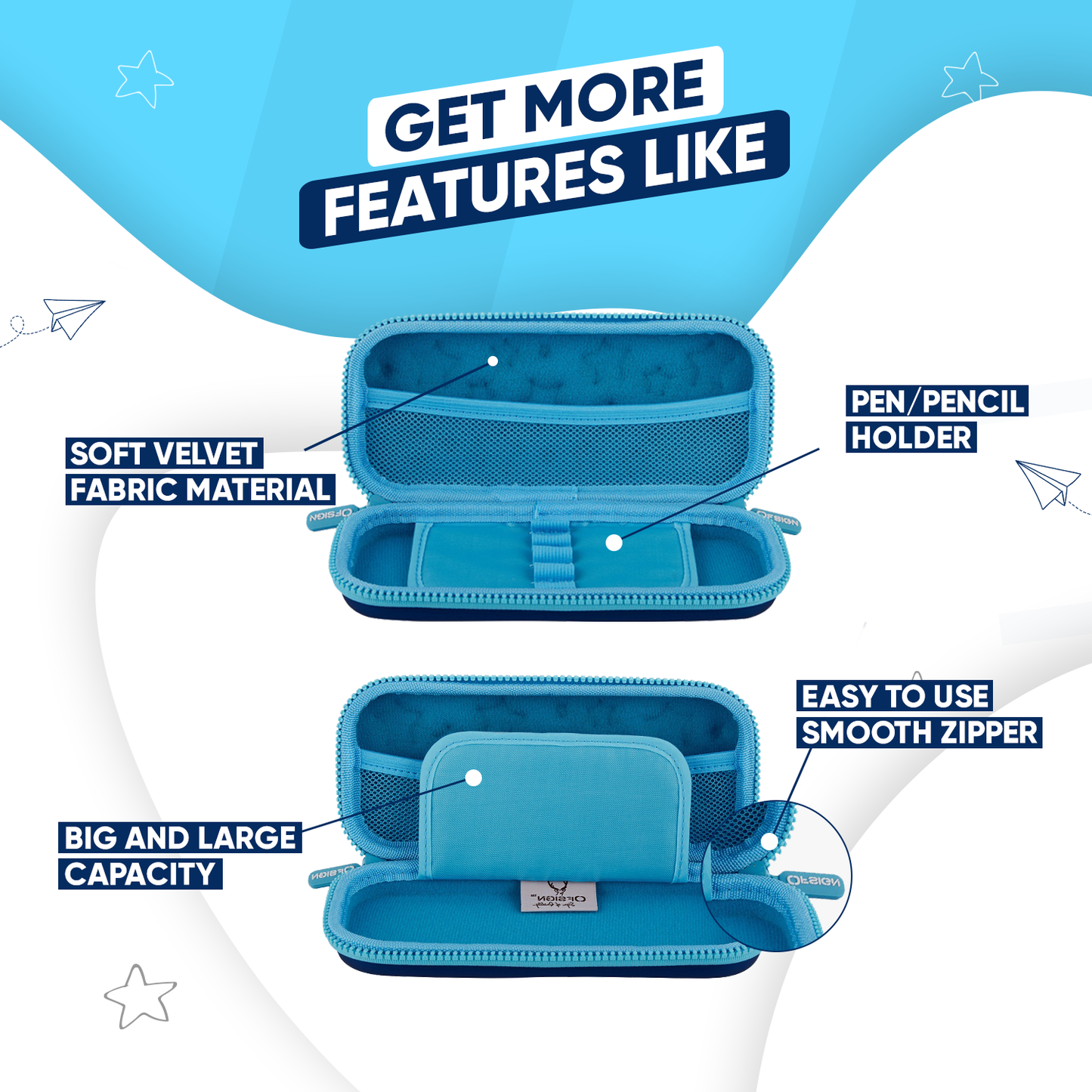 Ofsign Premium Pencil Case for Boys and Girls | Pencil Box with Smooth Zipper, Pen Holder and Mesh Pocket, Pencil Pouch
