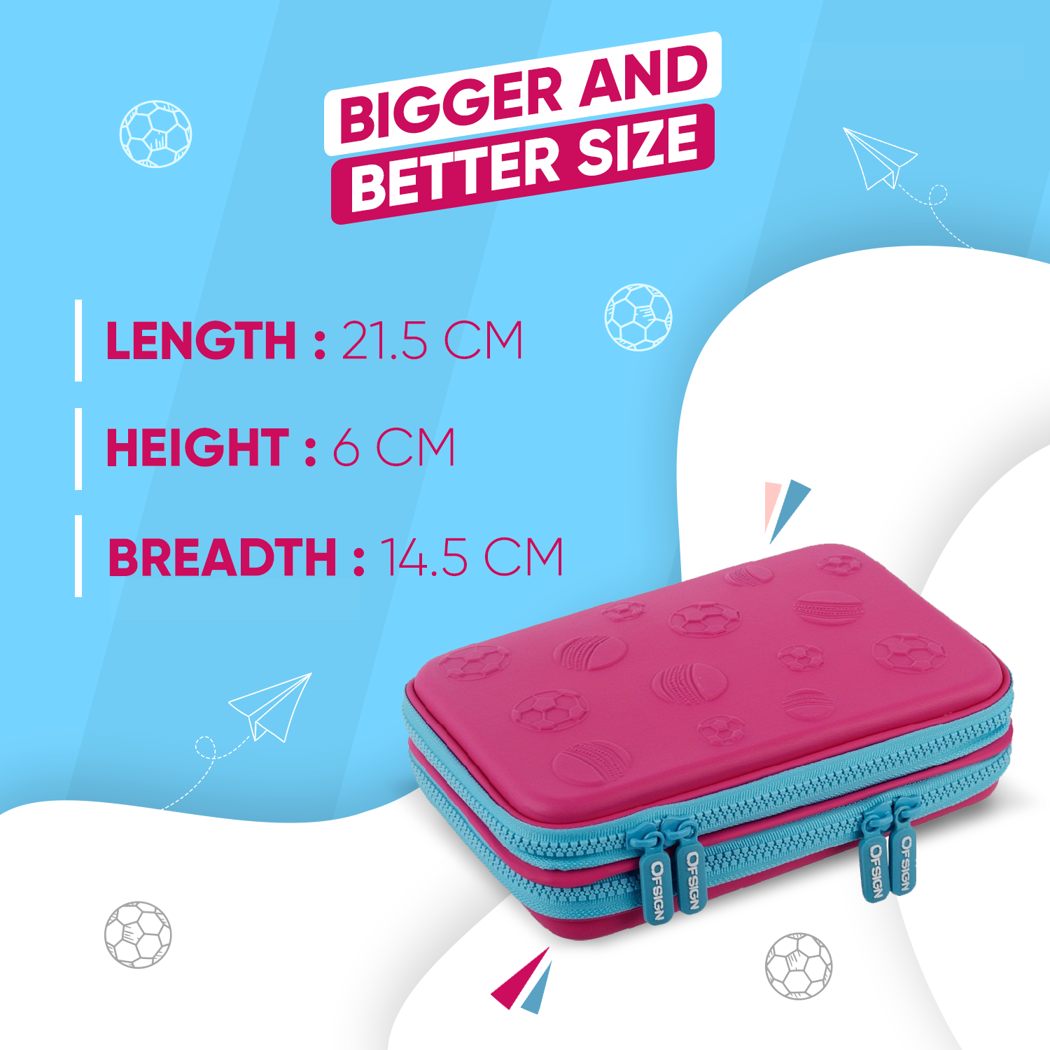 Sports Dual Layer Pencil Case for Boys & Girls