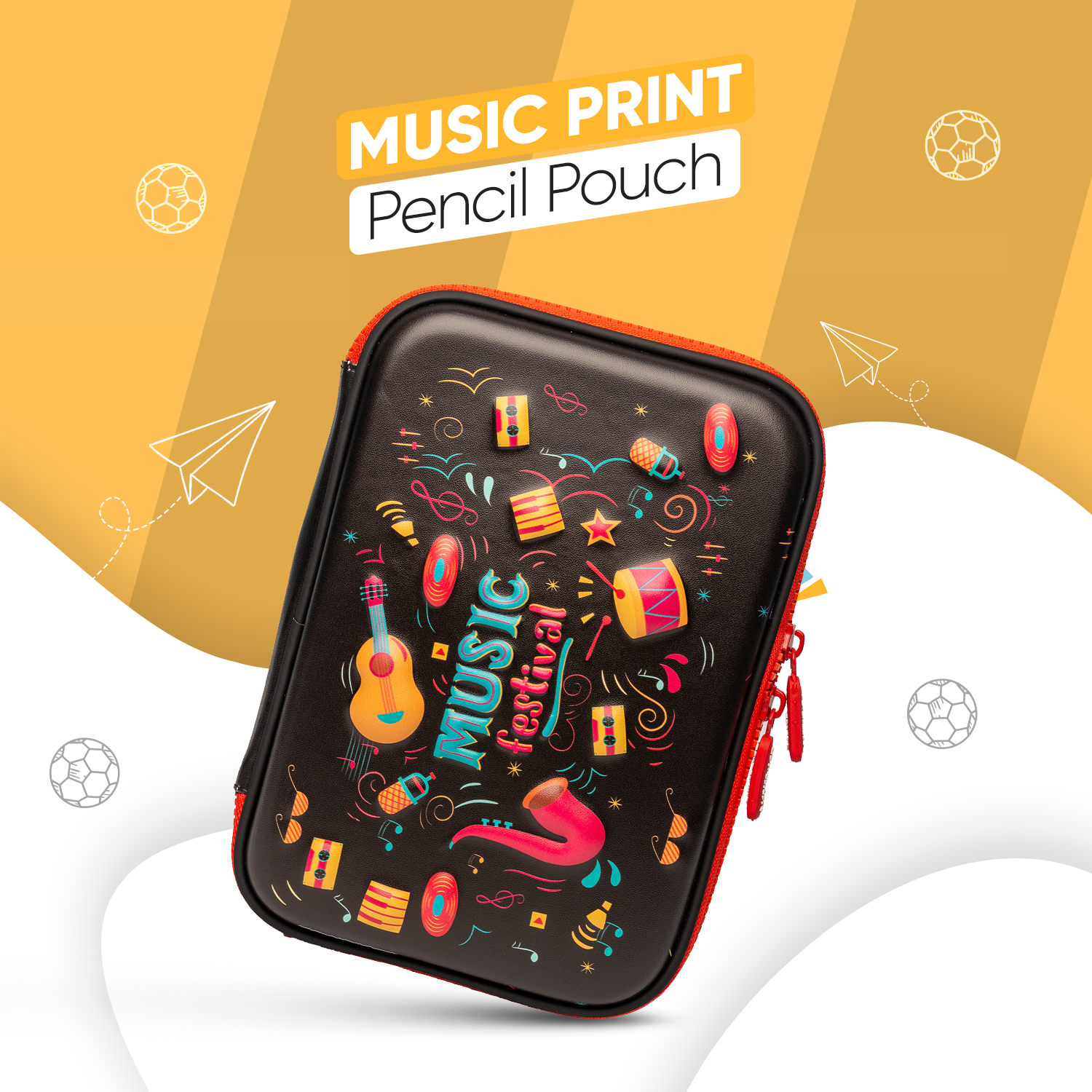 Music Theme Pencil Pouch for Girls & Boys