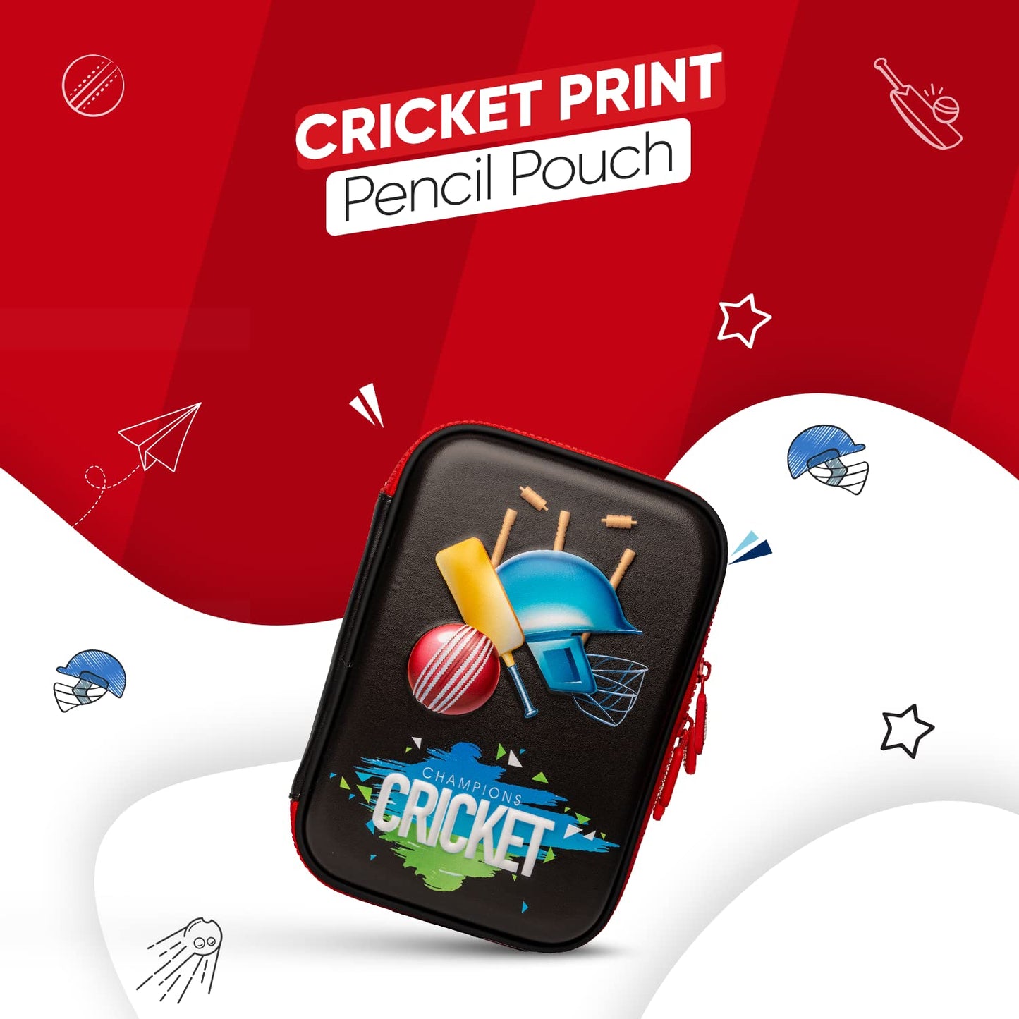 Single Layer Pencil Case - Cricket