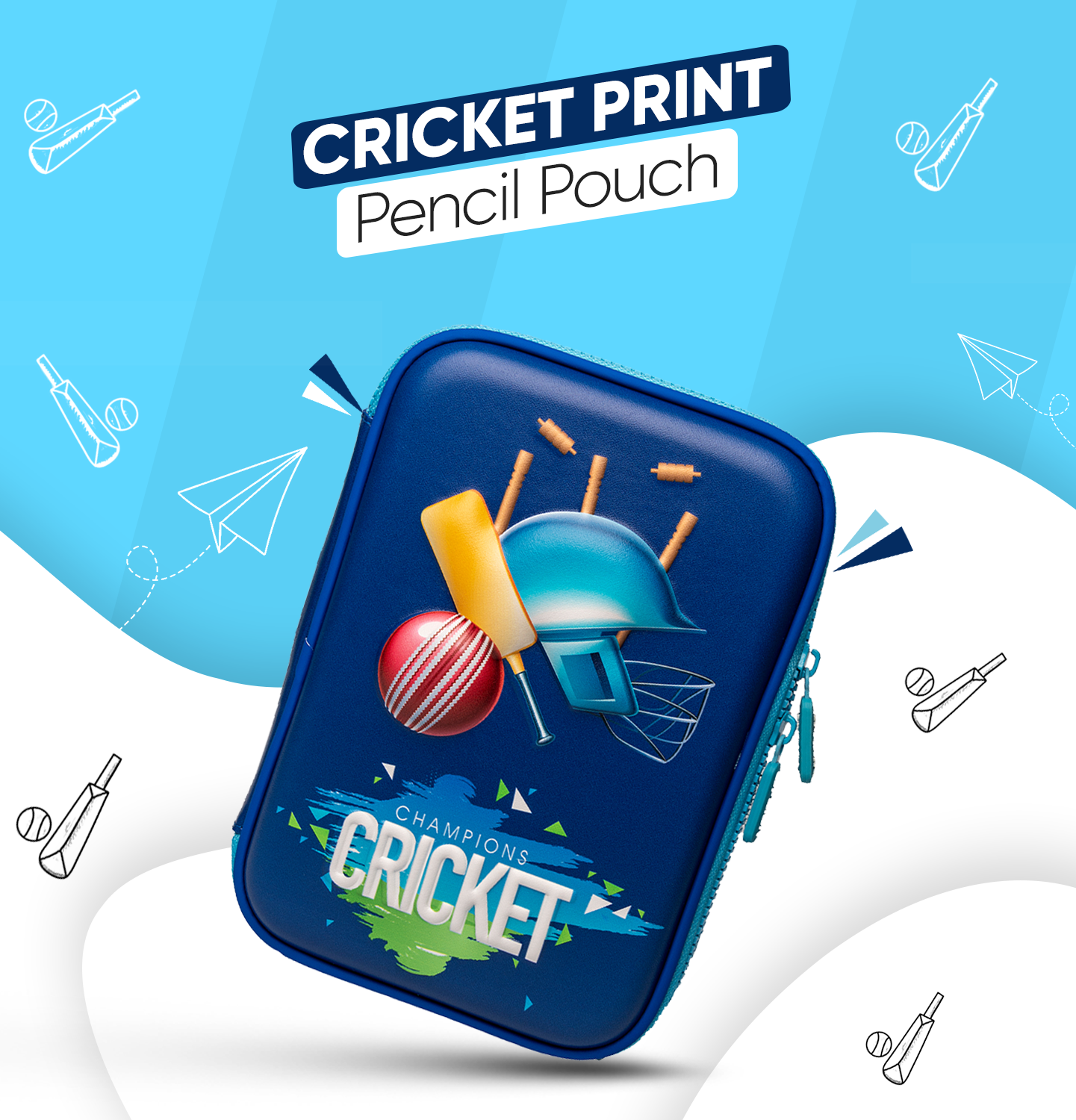 Single Layer Pencil Case - Cricket