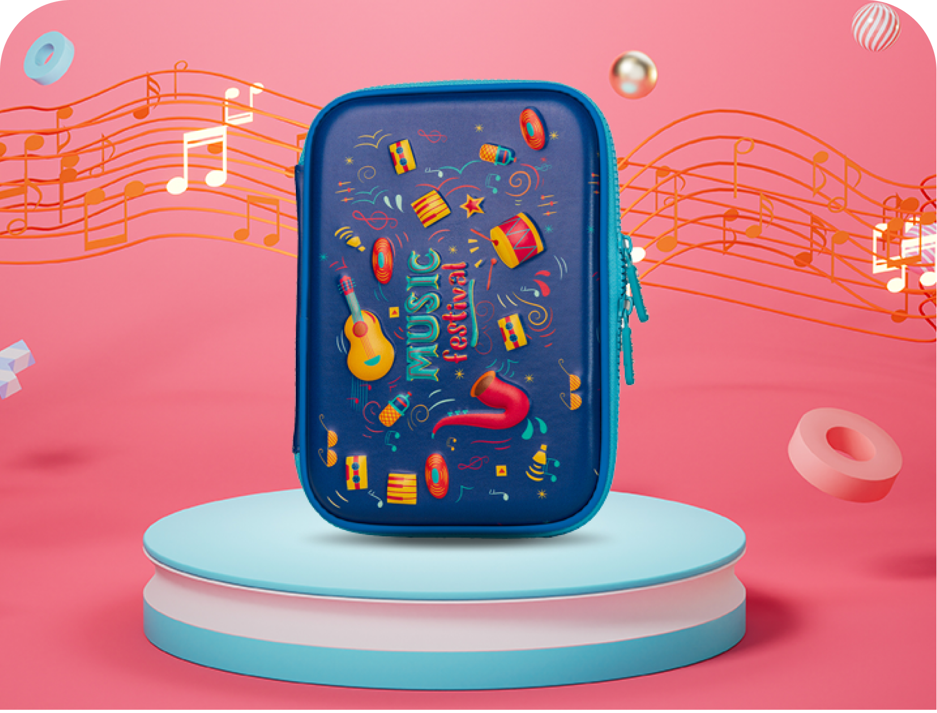 Single Layer Pencil Case - Music Theme