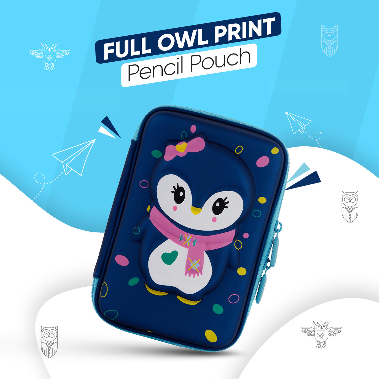 Single Layer Pencil Case - Stylish Owl