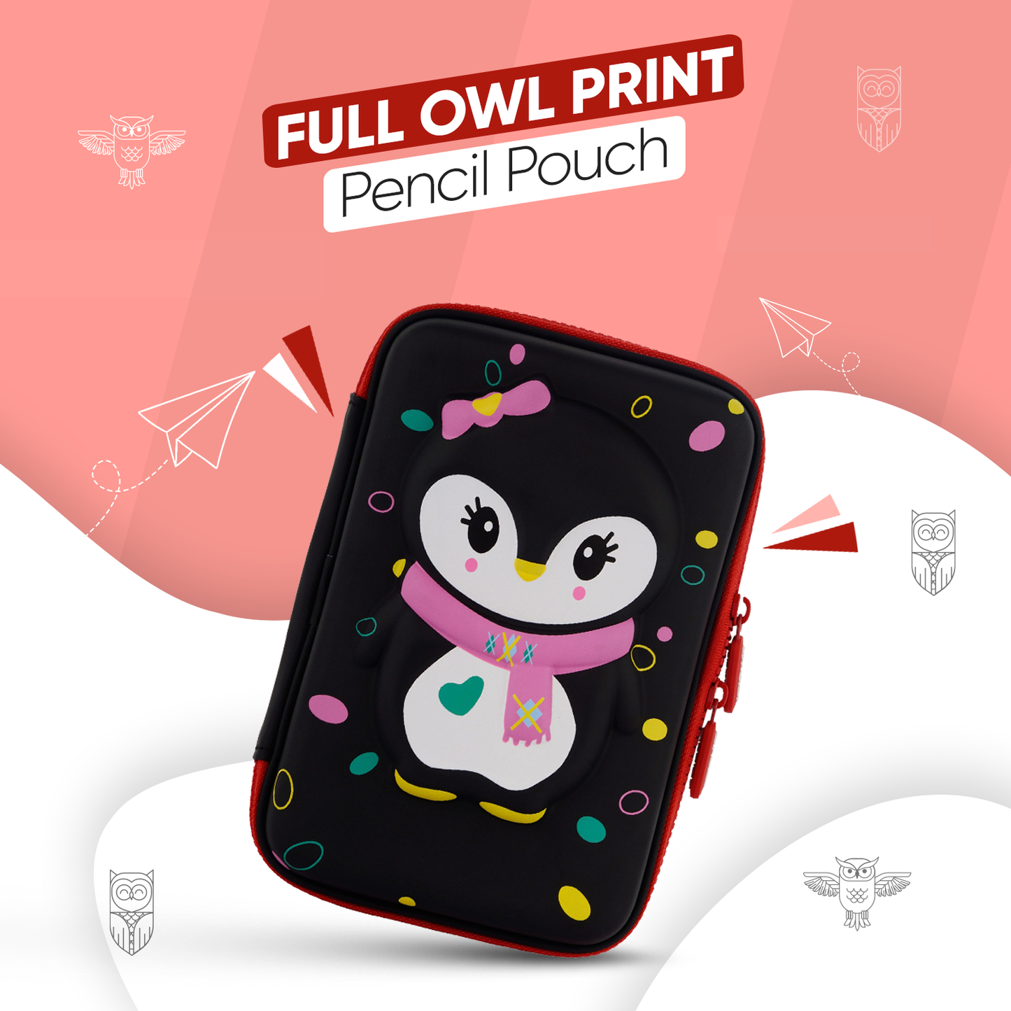 Single Layer Pencil Case - Stylish Owl